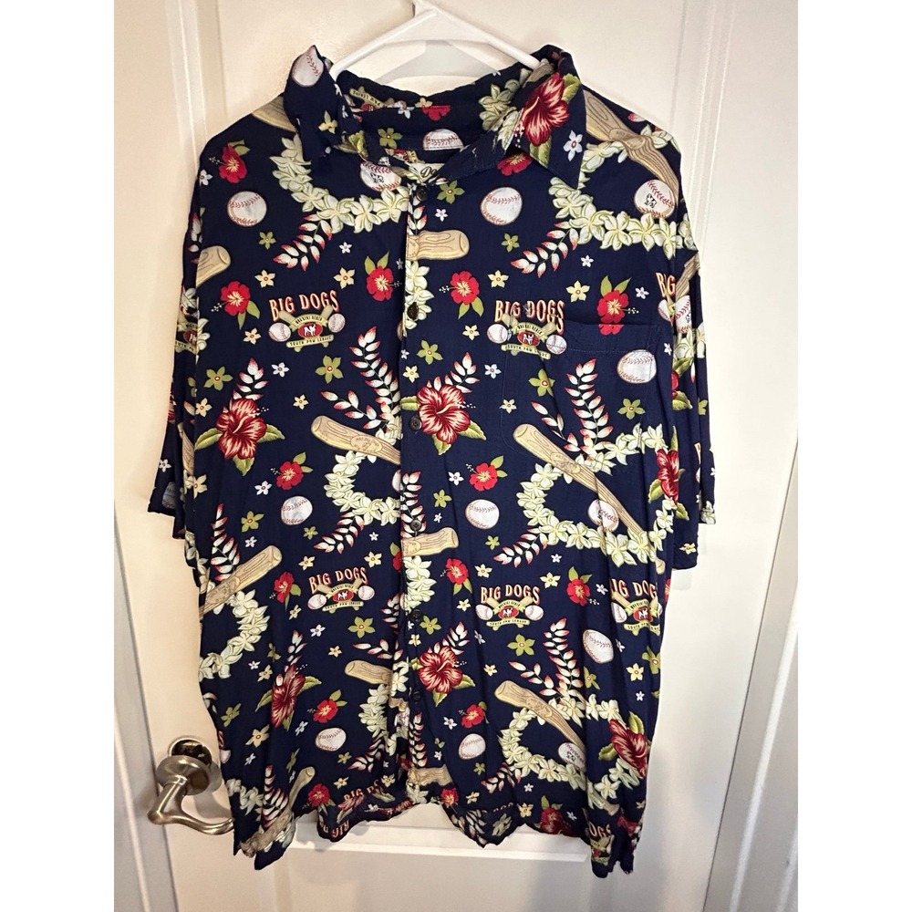 Vintage Big Dogs Baseball All Over Print Hawaiin Shirt No‎ Flaws